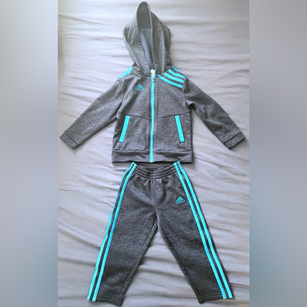 Adidas Kids 2T Navy Blue Tracksuit with Blue Stripes